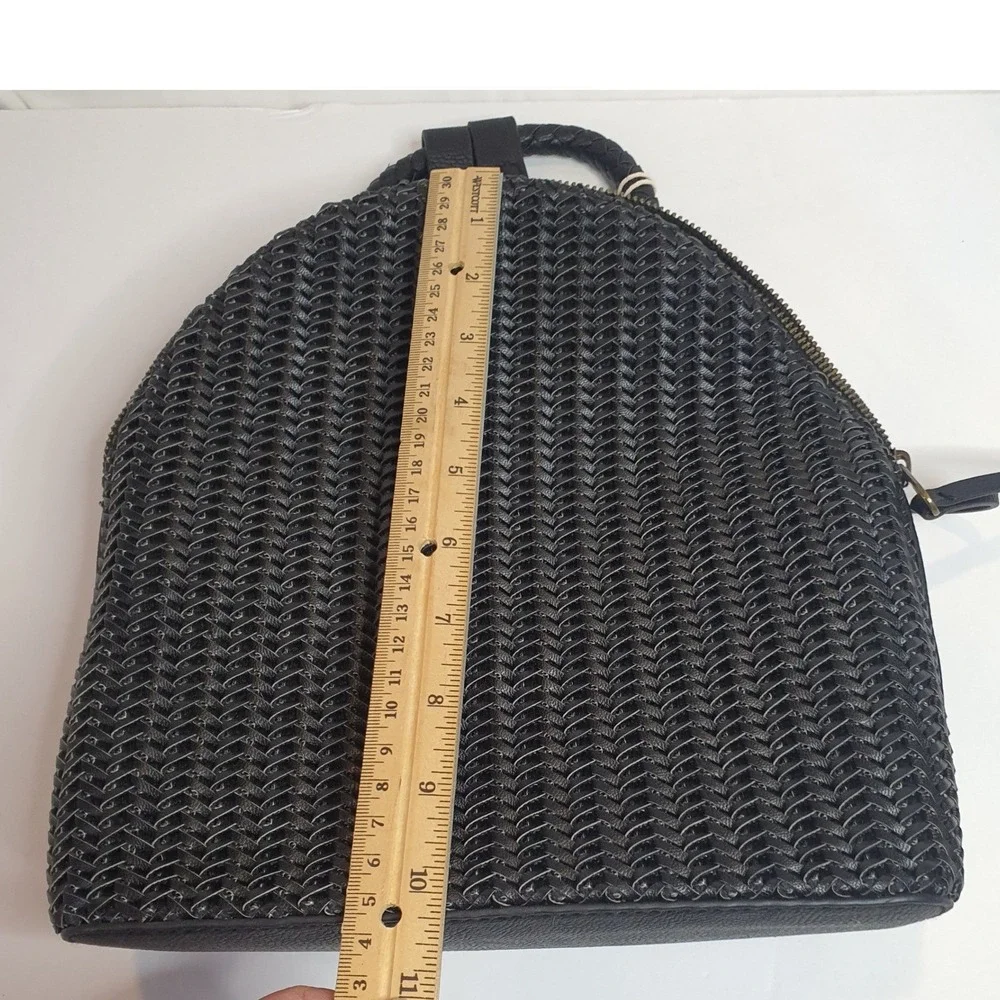 Universal Thread Black Woven Mini‎ Backpack Faux Leather Straps